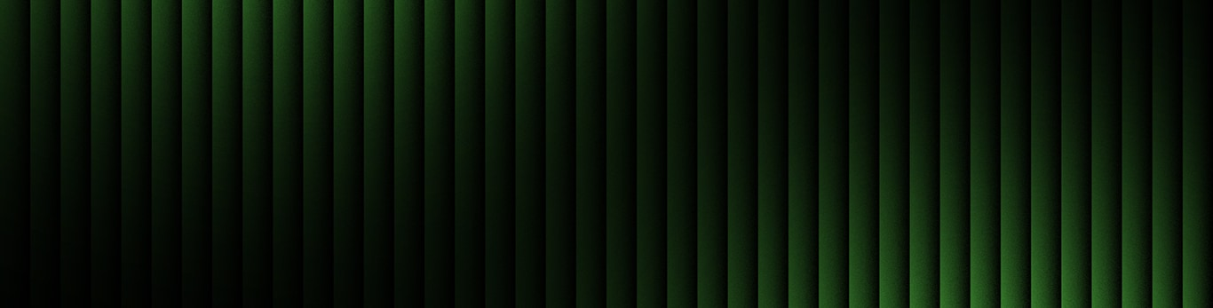 Dark green gradient background with vertical glowing stripes.