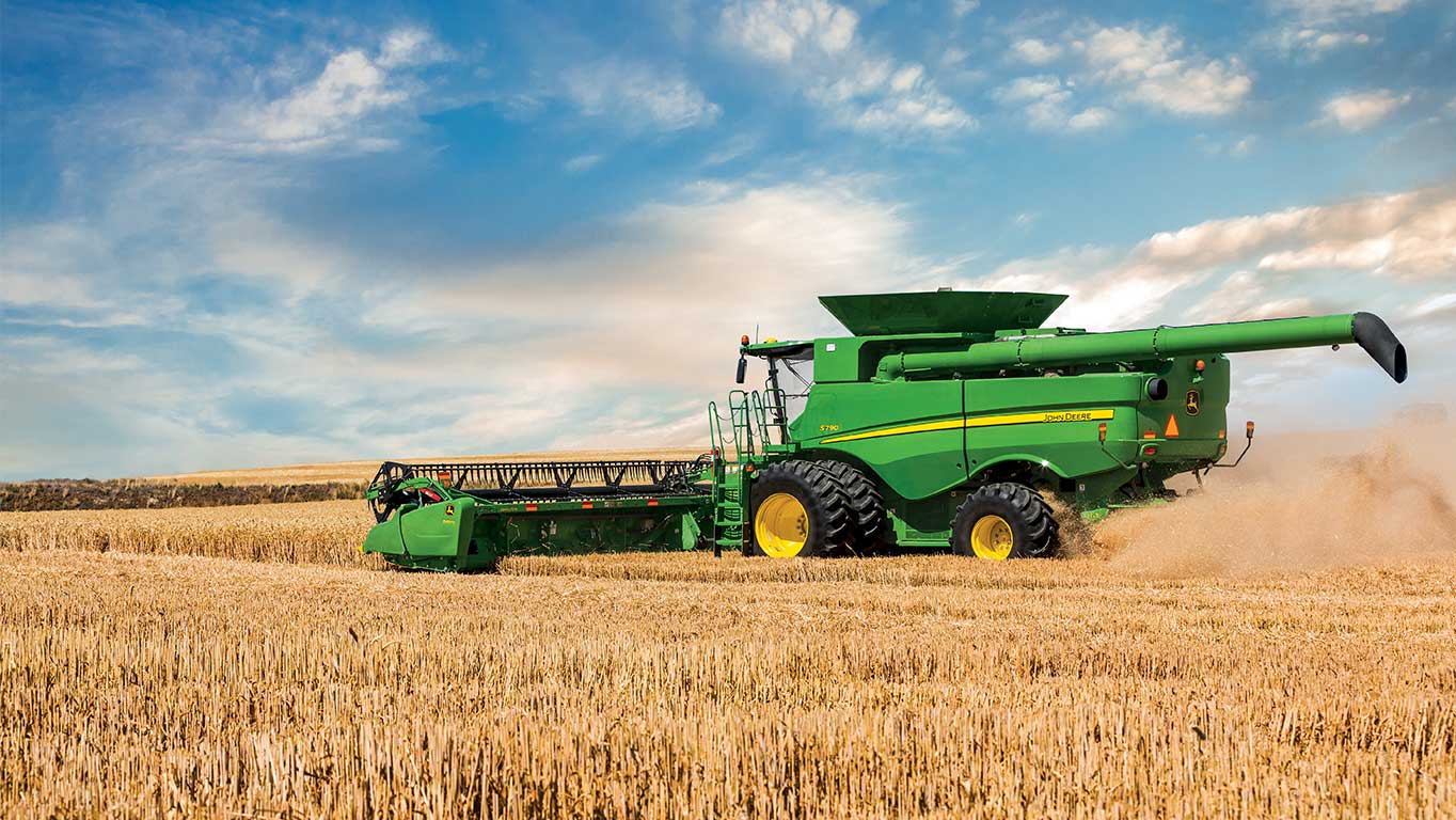 S Series Combine harvester in a small grain field