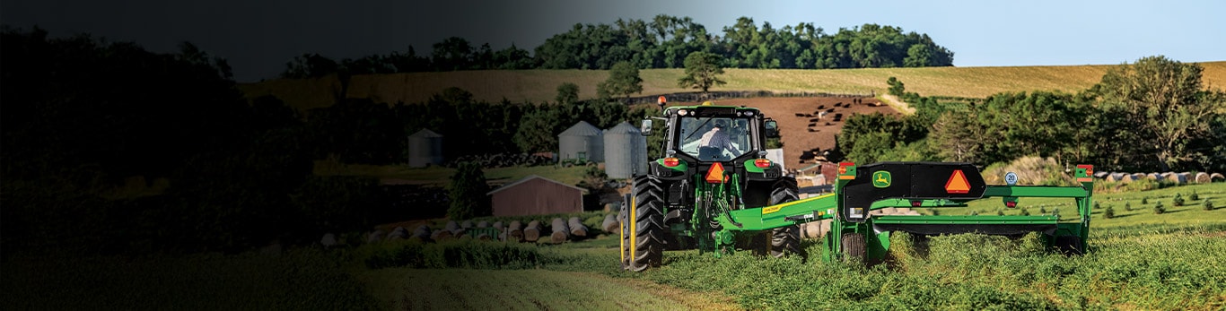 A Zero Series Mower-Conditioner in operation cutting hay.