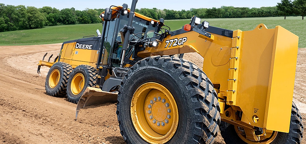 SmartGrade motorgrader working a road.
