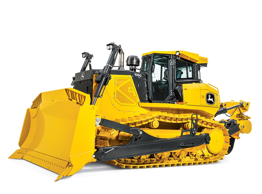 John Deere large dozer on a white background