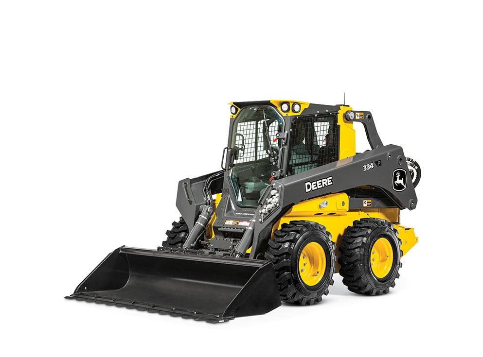 John Deere large skid steer on a white background