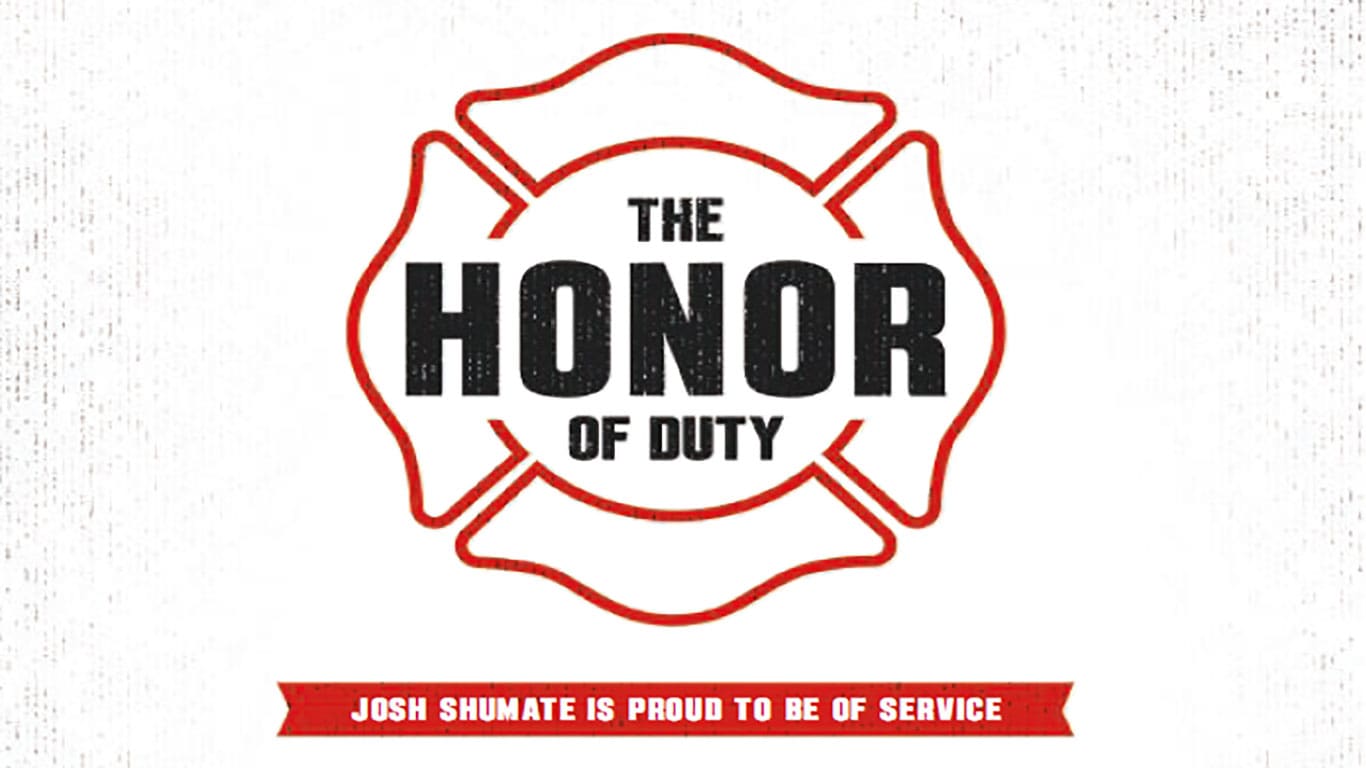 A firefight icon with the text "the honor of duty"