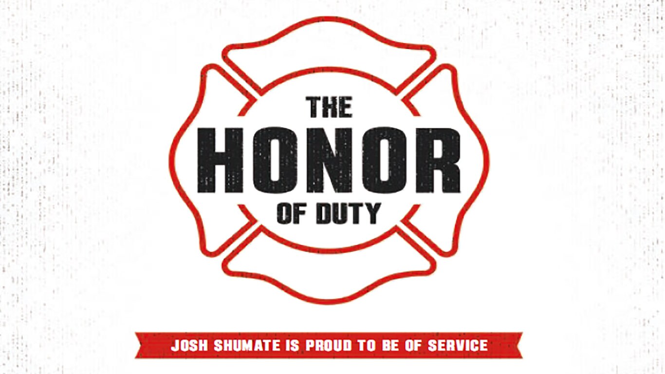 A firefight icon with the text "the honor of duty"