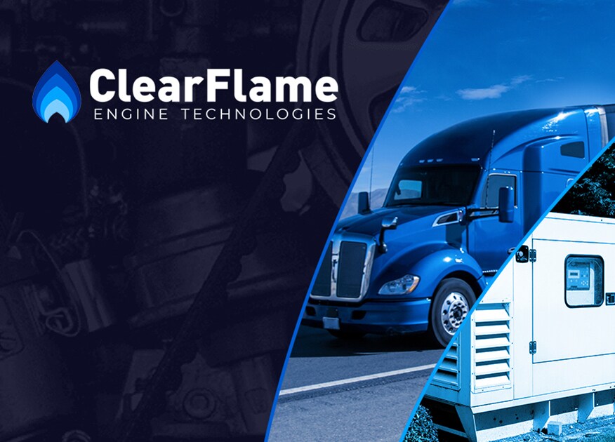 Collage d'équipement lourd alimenté par les technologies de moteurs ClearFlame