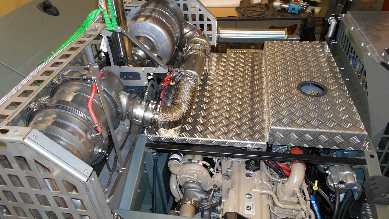 Le moteur industriel John Deere à l’intérieur d’un appareil de forage géotechnique GEORIG 605 fabriqué par Geotech AB