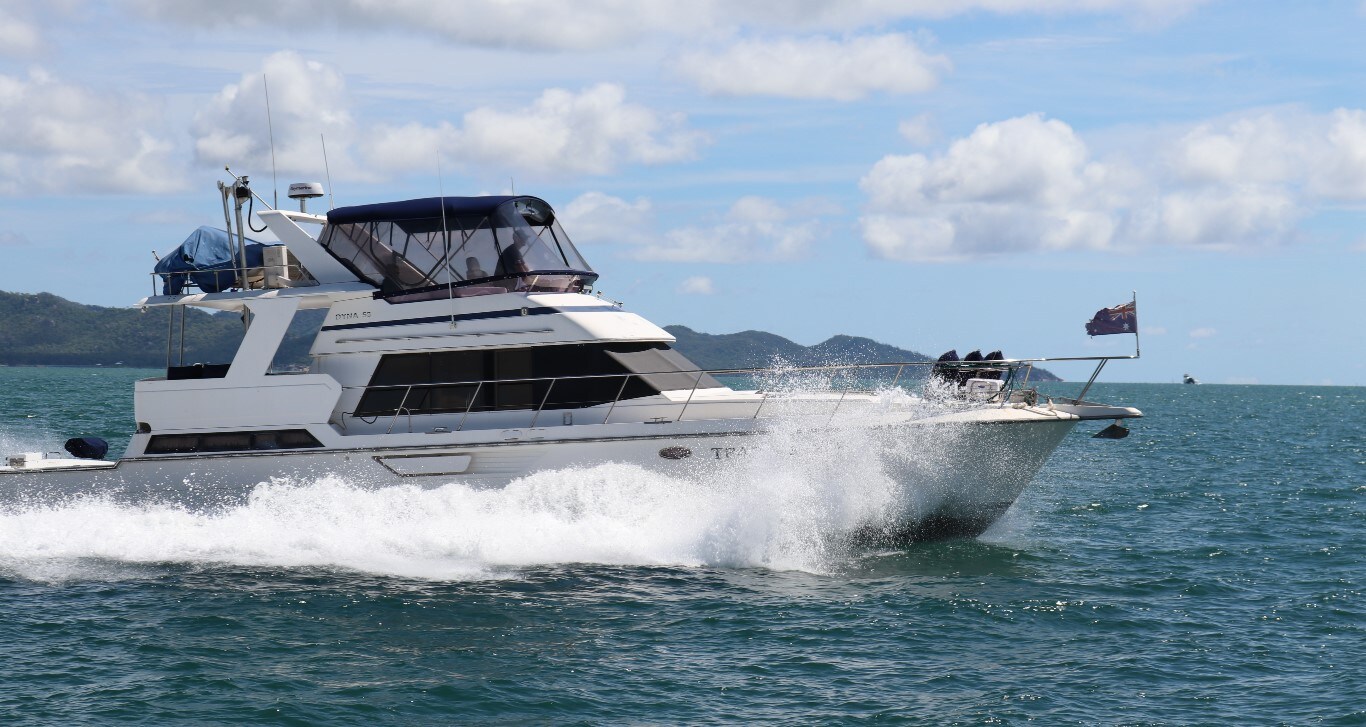 Five O’clock Somewhere motoryacht cruising in Australian waters repowered with new marine engines