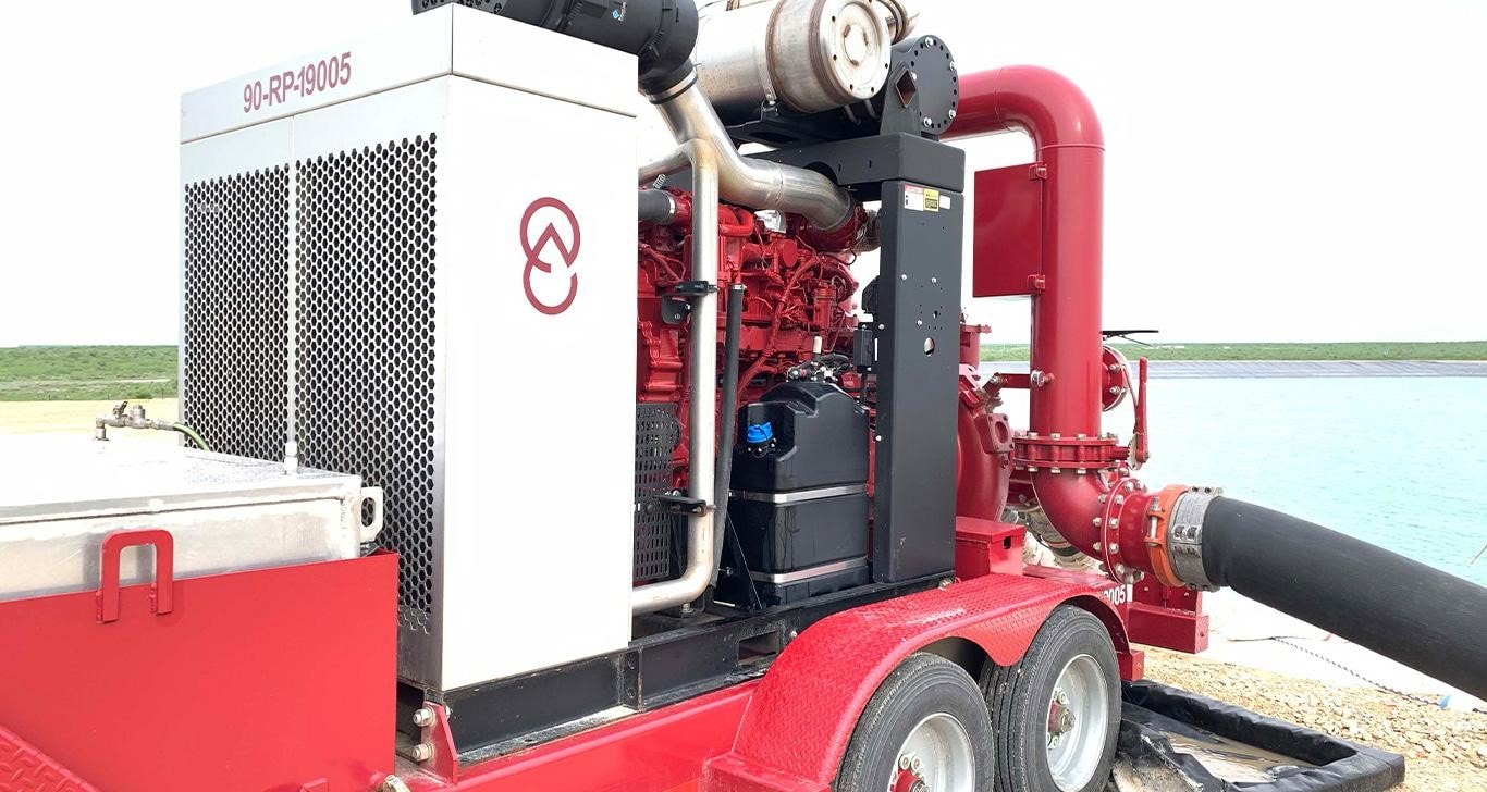 Unité de pompage de transfert d’eau de Aquacore Rental Company avec un moteur industriel de John Deere et des pompes Cornell