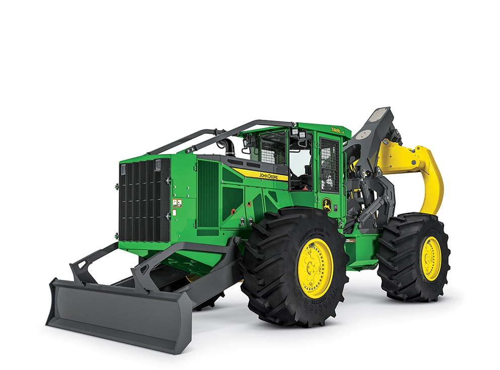 Débardeuse 748L-II John Deere sur fond blanc