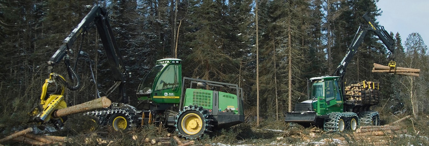 Wheeled Harvesters in the forest