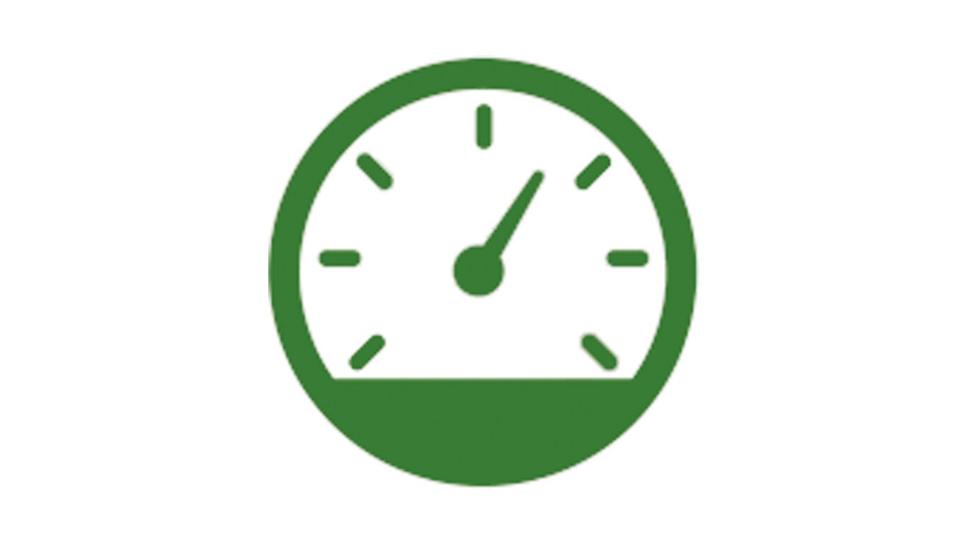 icon of a tachometer with needle halfway up