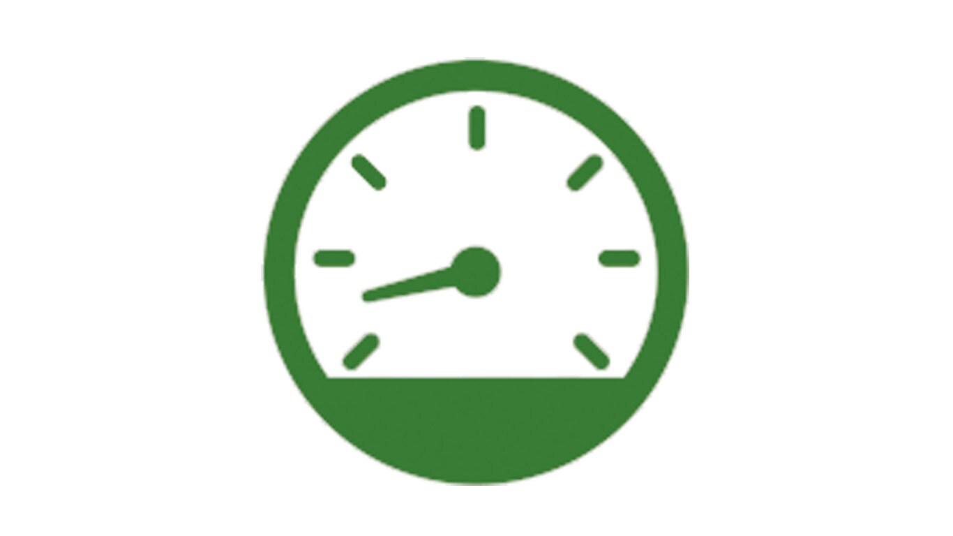 icon of a tachometer with needle in the low range