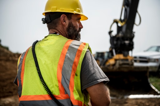 Man in safety gear on a jobsite