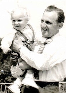 August Altherr as a young child with his father.
