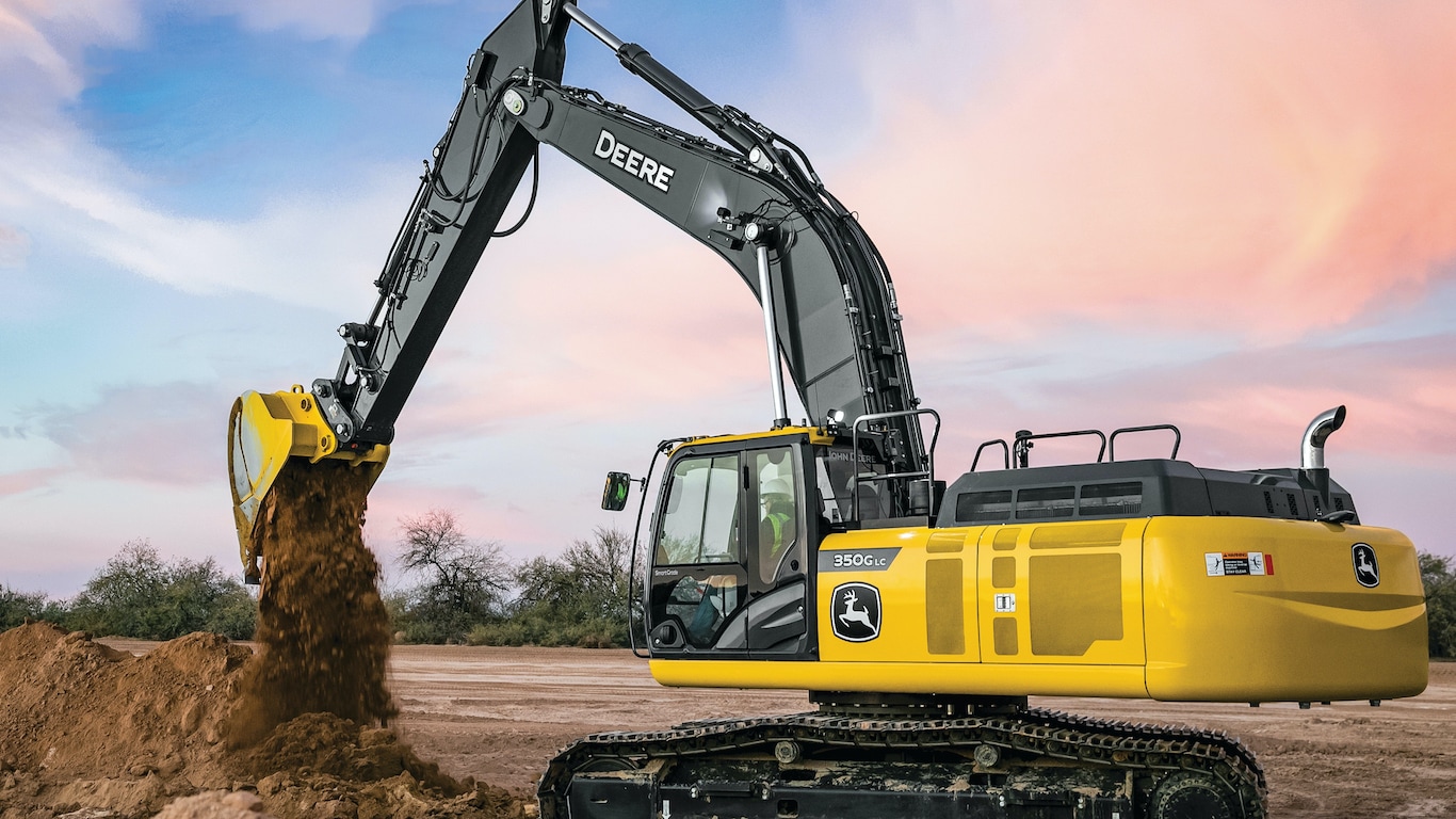 Image de l'excavatrice 350G LC sur un chantier de construction