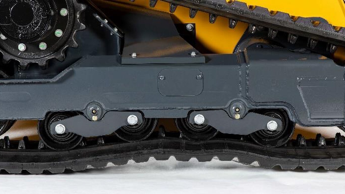 Image of close-up shot of the 333G Compact Track Loader Anti-Vibration Undercarriage.