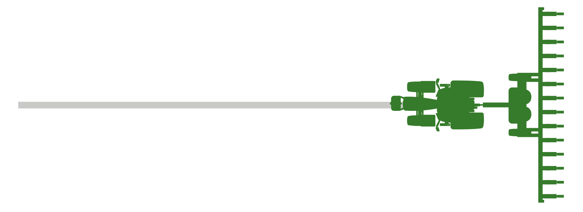 animation of a green tractor following a gray line