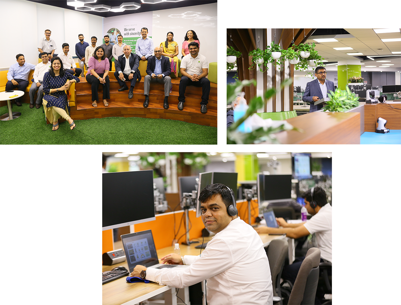 collage of employees in workspace