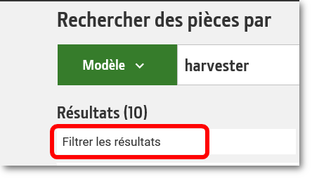 Filter results icon circled at the bottom of the parts lookup component