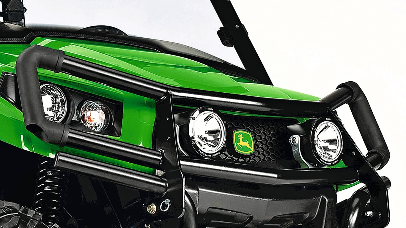 Closeup of a John Deere gator