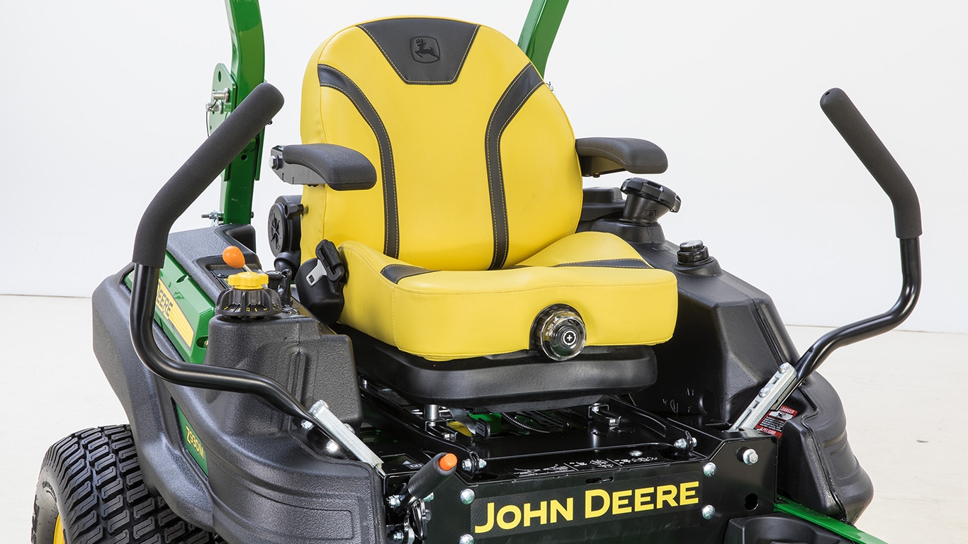 Closeup of a John Deere lawn mower