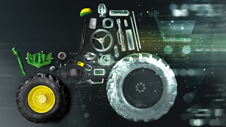a Deere tractor being digitized into parts