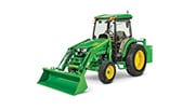 Studio image of a compact tractor on a white background.