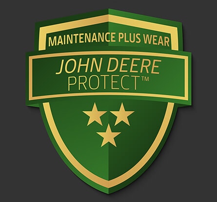 Green and gold shield-shaped badge with text reading Protect Maintenance Plus Wear.