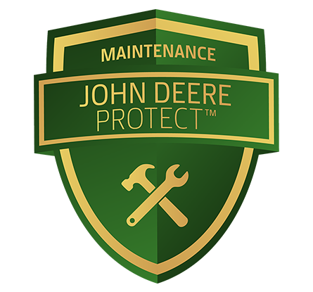 Green and gold shield-shaped badge with text reading Protect Maintenance Plus Wear.