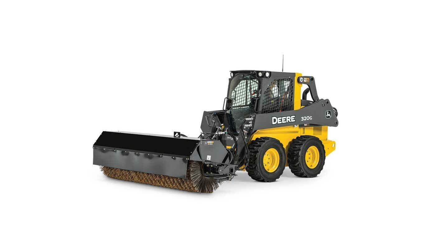 320G Skid Steer with angle broom attachment