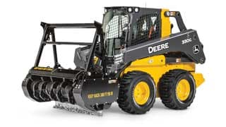 330G Skid Steer with MH60D Mulching Head attachment on white background