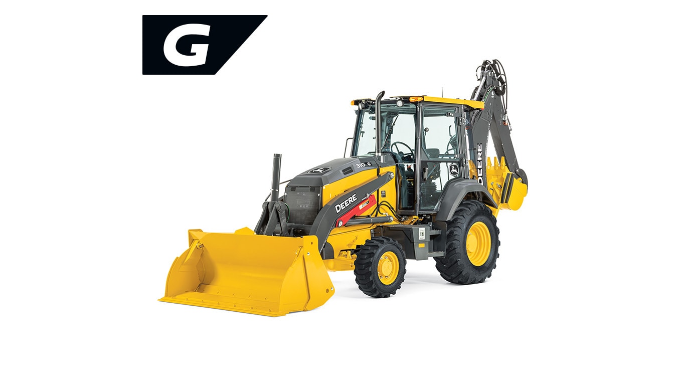 310 G-Tier backhoe on white background