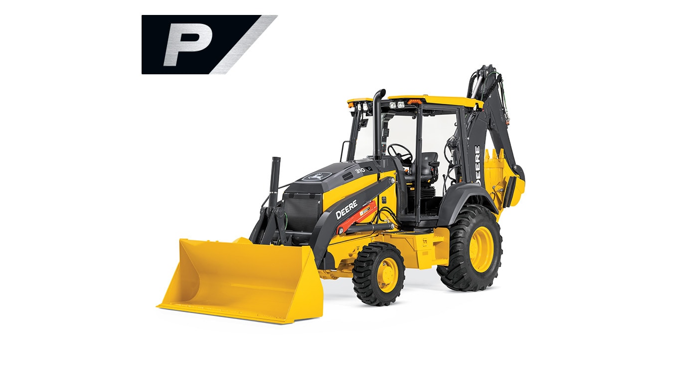 310 P-Tier backhoe on white background