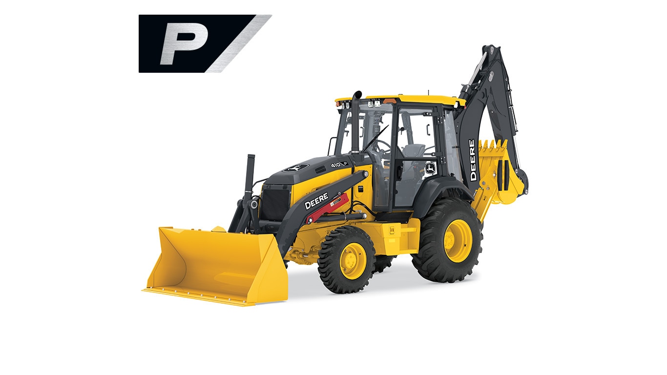 410 P-Tier backhoe on white background