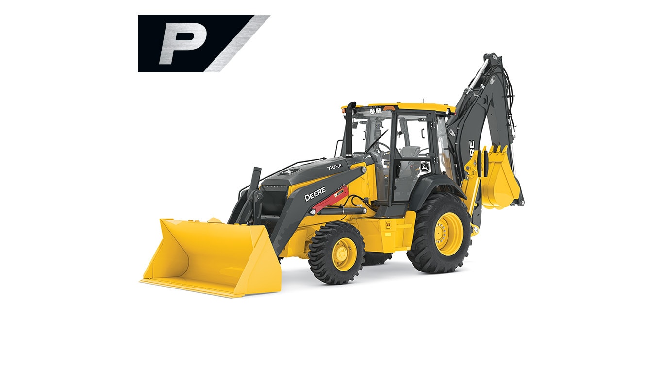 710 P-Tier backhoe on white background