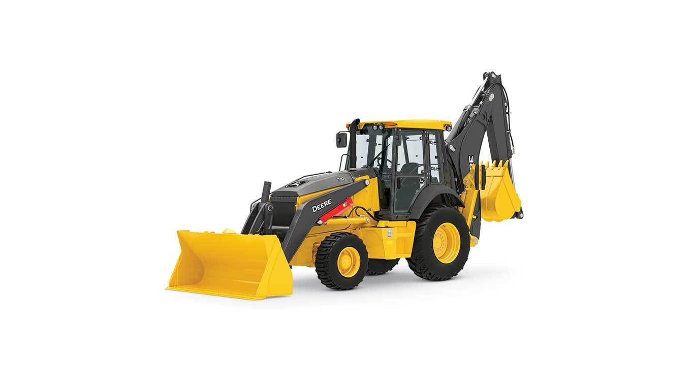 710L Backhoe loader studio model on a white background
