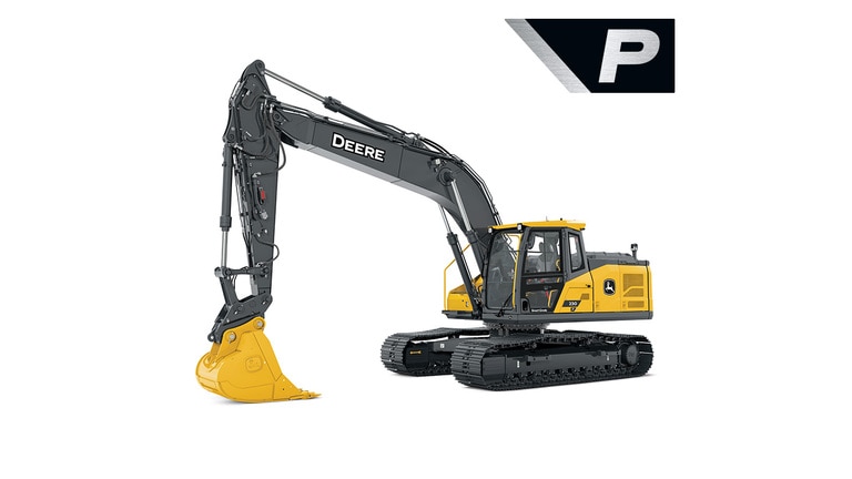 Excavatrice 230 P-Tier sur fond blanc