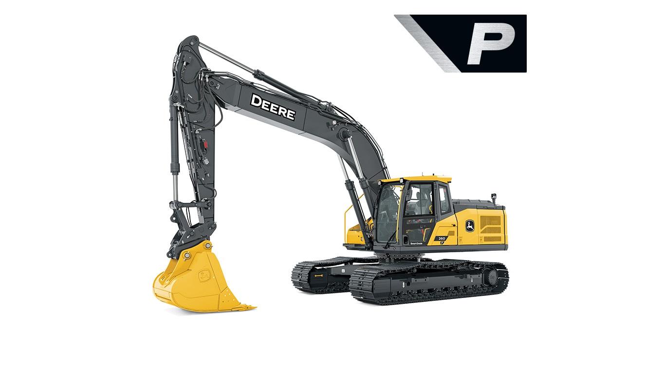 Excavatrice 210 P-Tier sur fond blanc