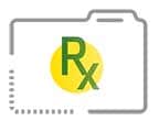 icône de dossier avec symbole de prescription