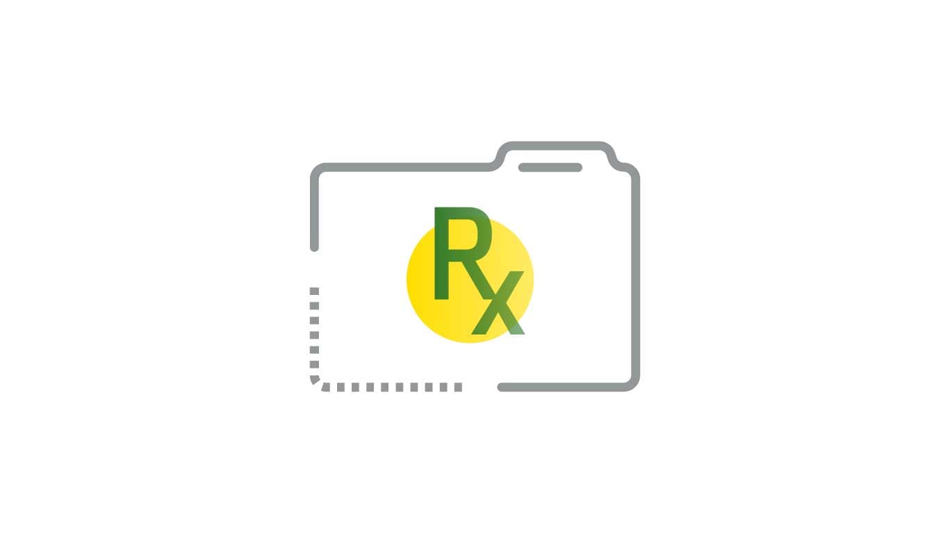 Icon of a folder with prescription symbol on the outside