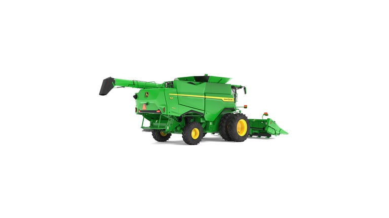 Vue arrière droite de la moissonneuse-batteuse S7 600 sur fond blanc