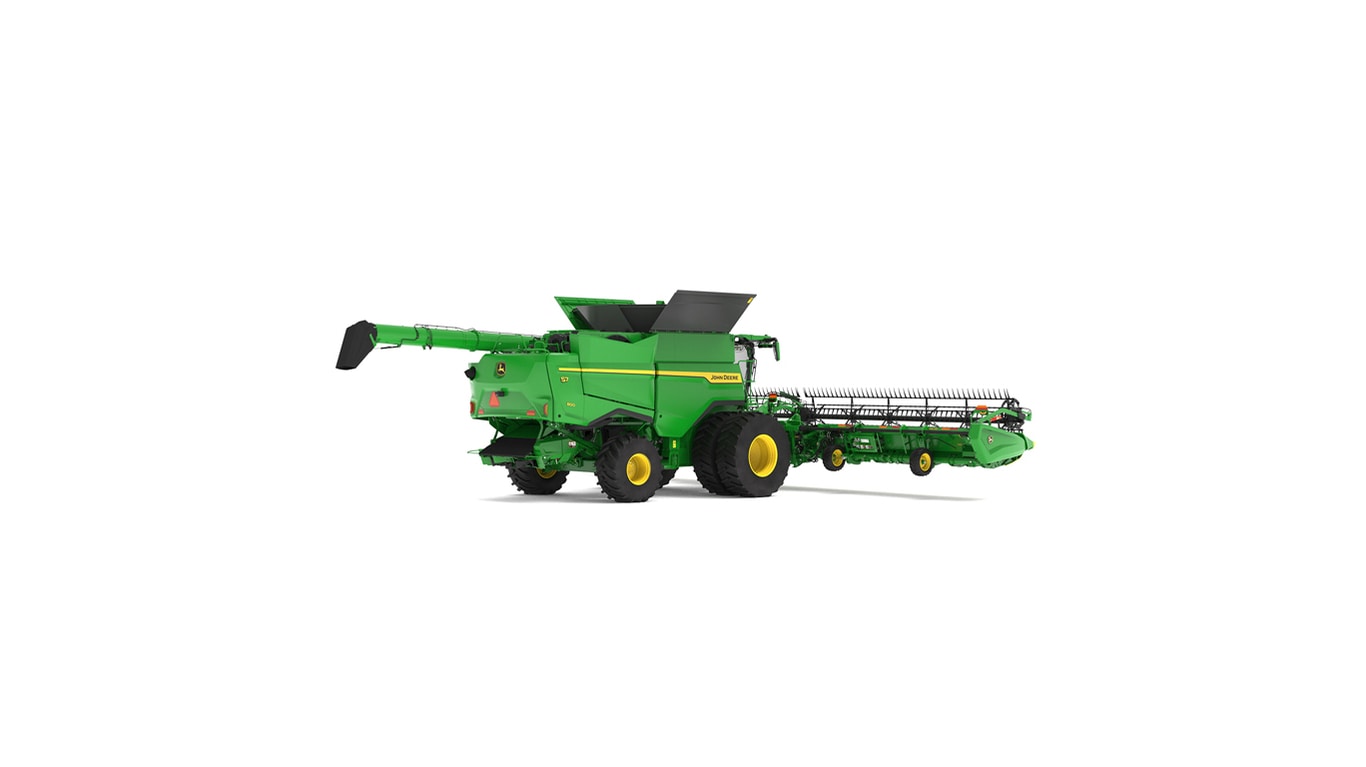 Vue arrière droite de la moissonneuse-batteuse S7 800 sur fond blanc