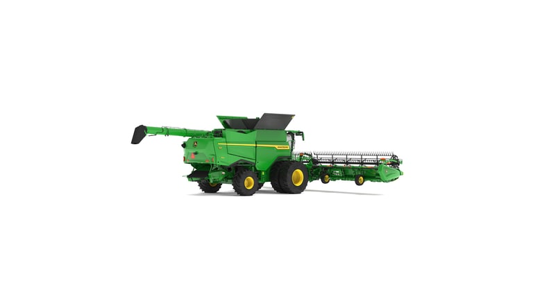 Vue arrière droite de la moissonneuse-batteuse S7 800 sur fond blanc