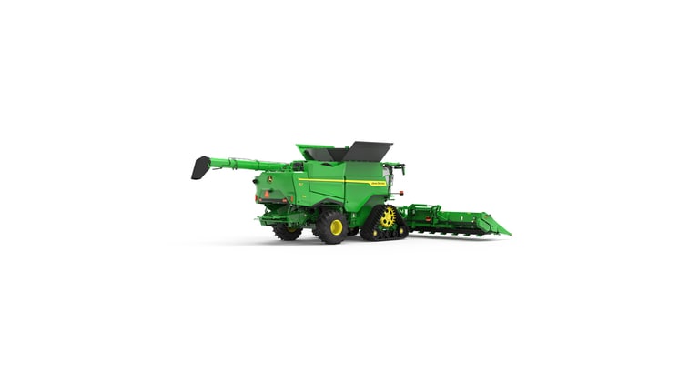 Vue arrière droite de la moissonneuse-batteuse S7 900 sur fond blanc