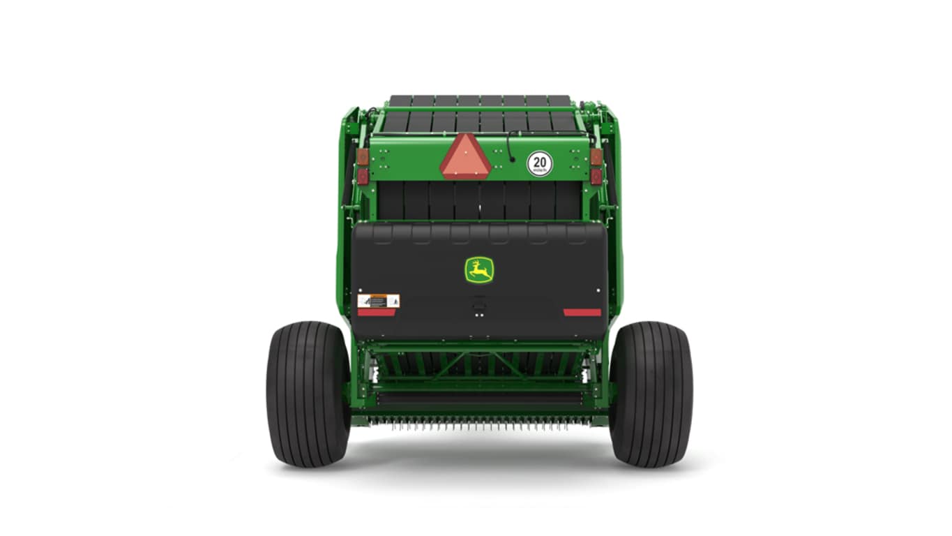 Rear facing 561M Round Baler on a white background