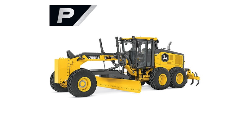 672 P-Tier motor grader on white background.