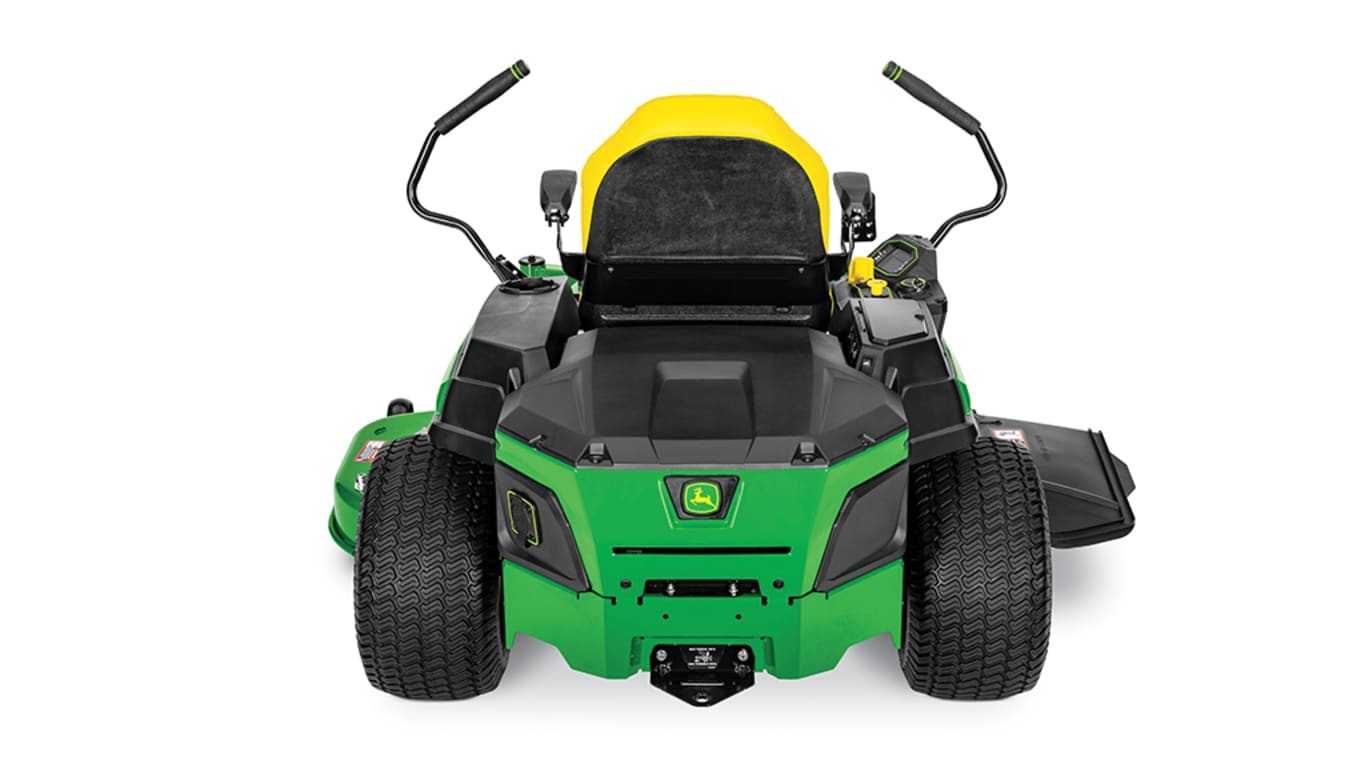 Image studio de la vue arrière d'une tondeuse ZTrak Z380R à rayon de braquage nul 