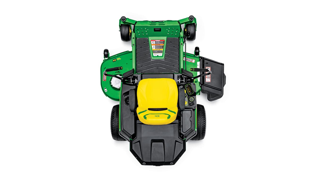 Image studio de la vue de haut d'une tondeuse ZTrak Z380R à rayon de braquage nul