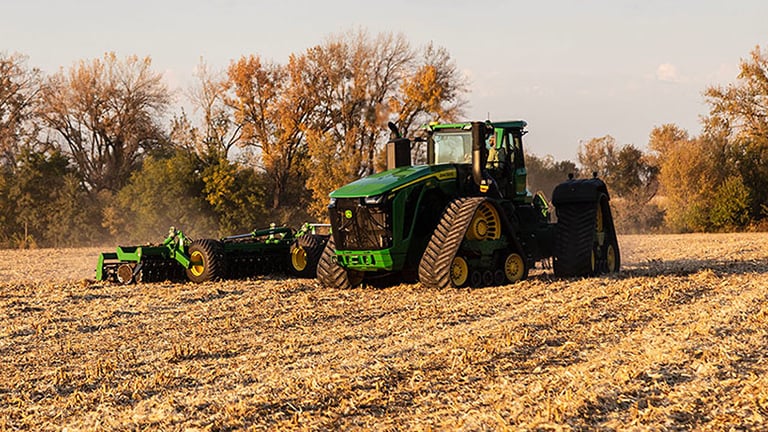 9RX 830 pulling disk turning in field