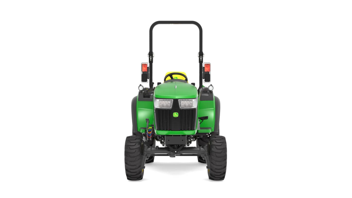 Tracteur compact 2032R vu de l'avant sur fond blanc